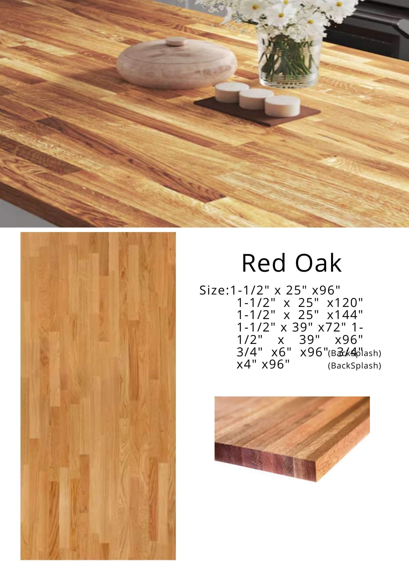 Red Oak Butcher Block CounterTop